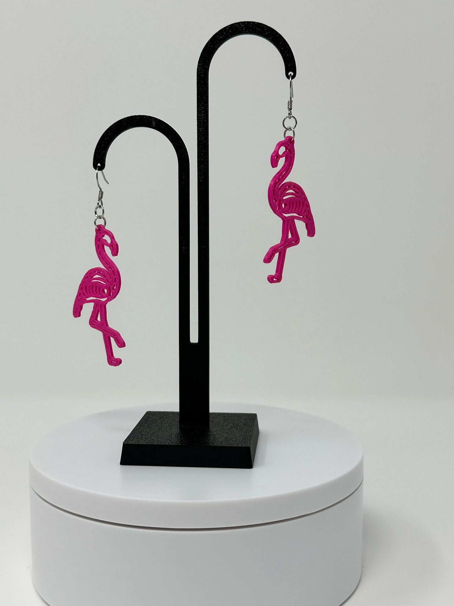 Pink Flamingo Skeleton Dangle Earrings